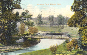 Historic Ottawa Park Toledo OH - Ottawa Park history Toledo - Ottawa Park historic photos Toledo - Frederick Olmsted park design Toledo 
OH bridge1911